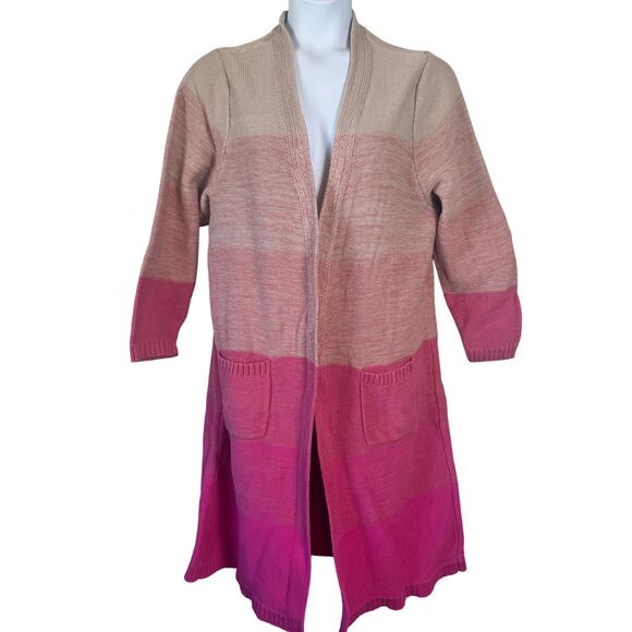 Torrid Womens Sz 3X Open Cardigan Duster Pink Ombre Cotton Slouchy Casual Boho - Picture 2 of 12